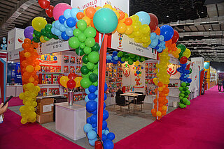 Stand of an exhibitor within the World of Toys Pavilion before the start of the fair